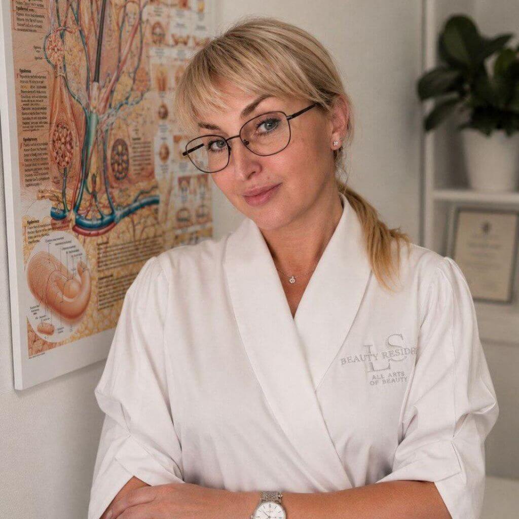 Kosmetikerin Svitlana bei einer Gesichtsbehandlung in der LS Beauty Residenz bei Augsburg