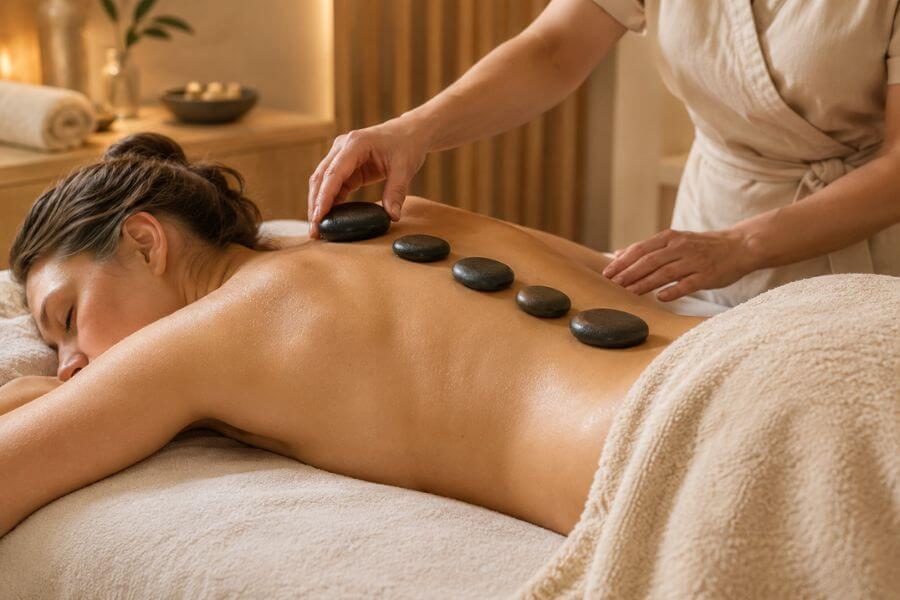 Hot Stone Massage mit warmen Steinen in der LS Beauty Residenz